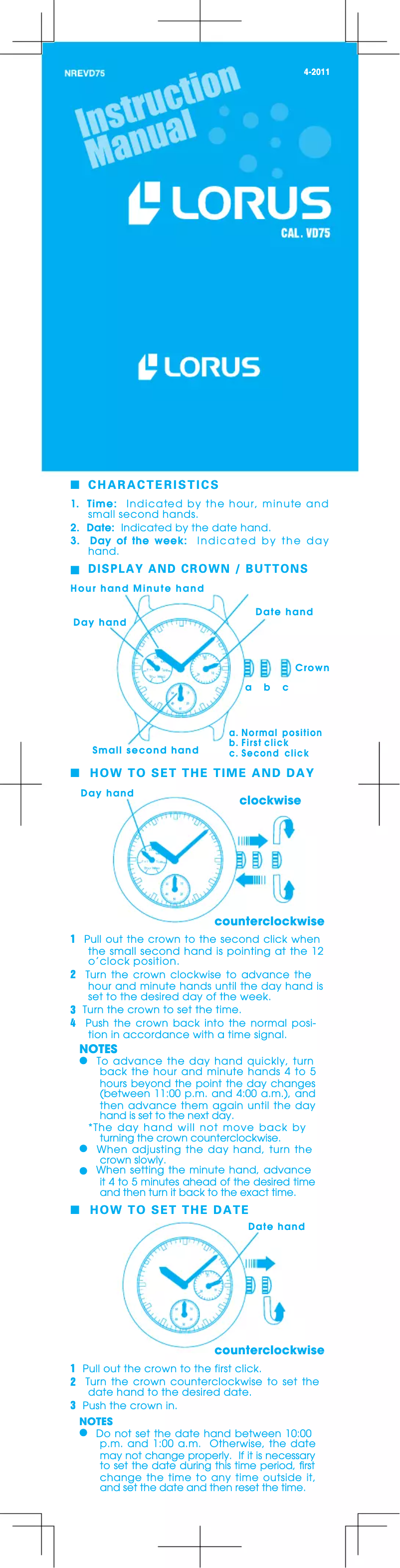 Image de la première page du manuel de l'appareil VD75