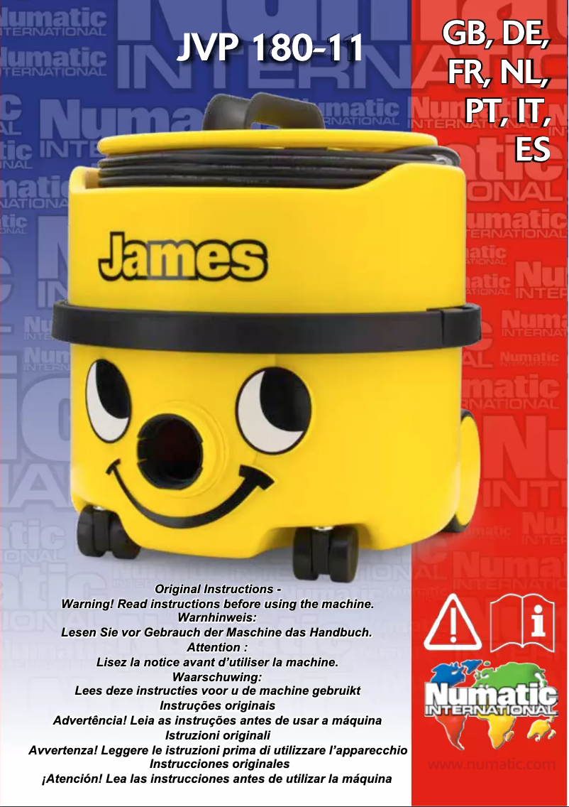 Page n°1 - Manuel utilisateur Numatic James JVH-186