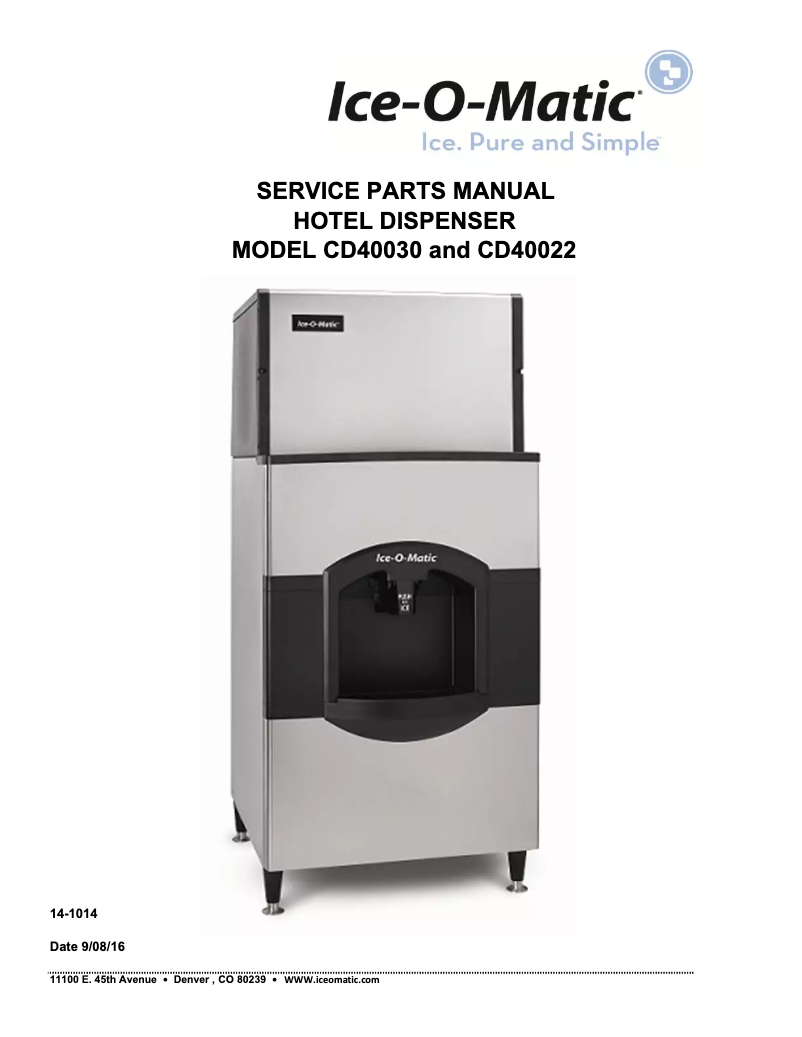 Page n°1 - Manuel utilisateur Ice-O-Matic CD40030