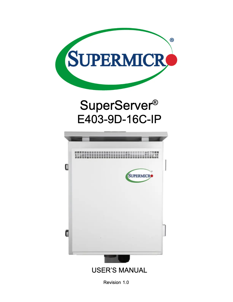 Page 1 de la notice Manuel utilisateur Supermicro SuperServer E403-9D-16C-IP
