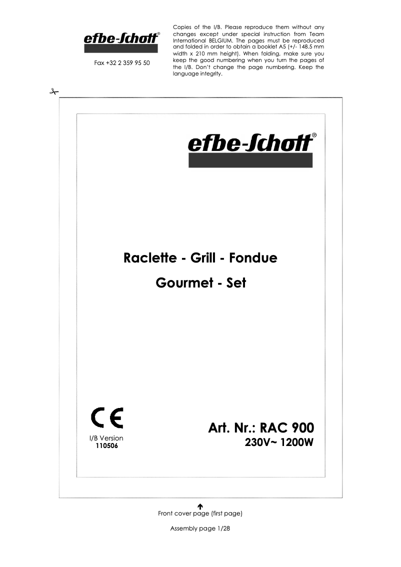 Page 1 de la notice Manuel utilisateur Efbe-Schott RAC 900