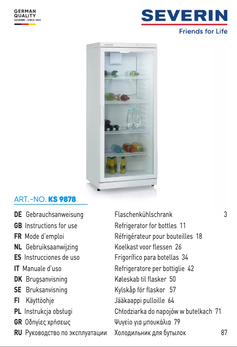 Page n°1 - Manuel utilisateur Severin KS 9878