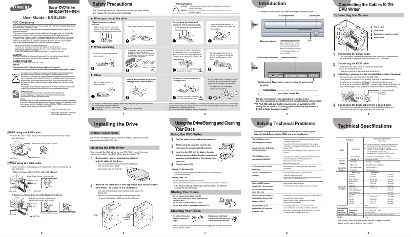 Image de la première page du manuel de l'appareil SH-S202H