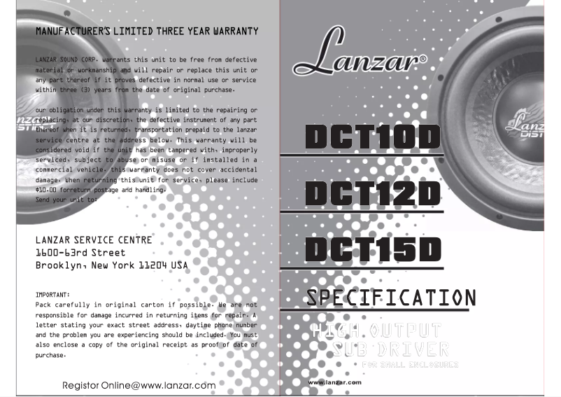 Image de la première page du manuel de l'appareil DCT15D