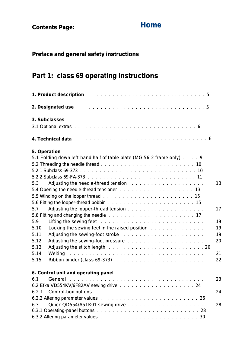 Page 1 de la notice Manuel utilisateur Dürkopp Adler B69