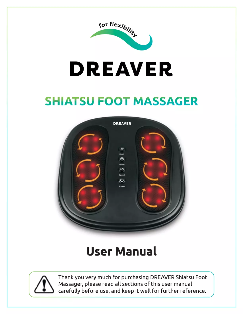 Page 1 de la notice Manuel utilisateur Dreaver Shiatsu Foot Massager