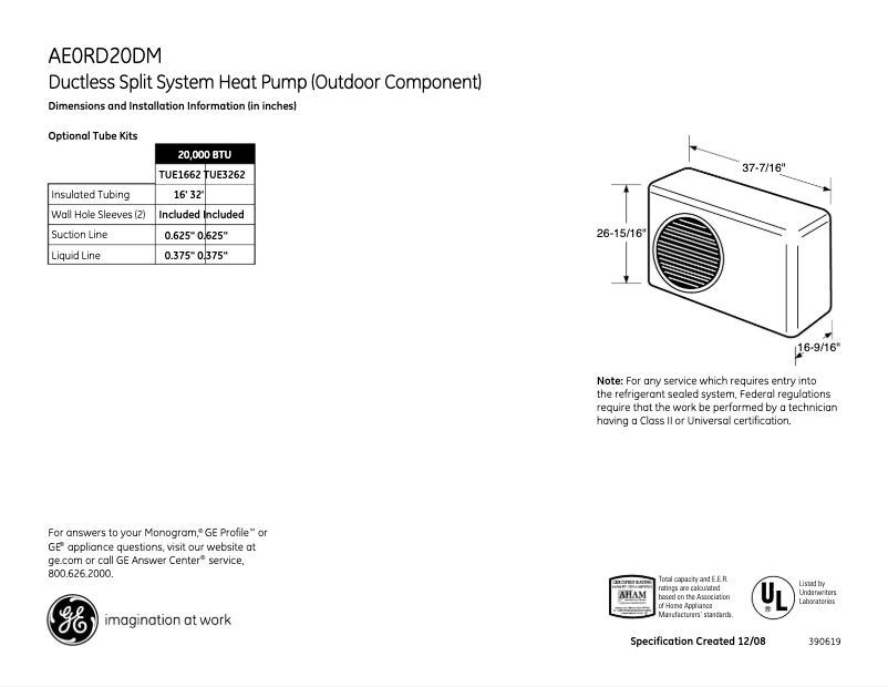 Image de la première page du manuel de l'appareil AE0RD20DM