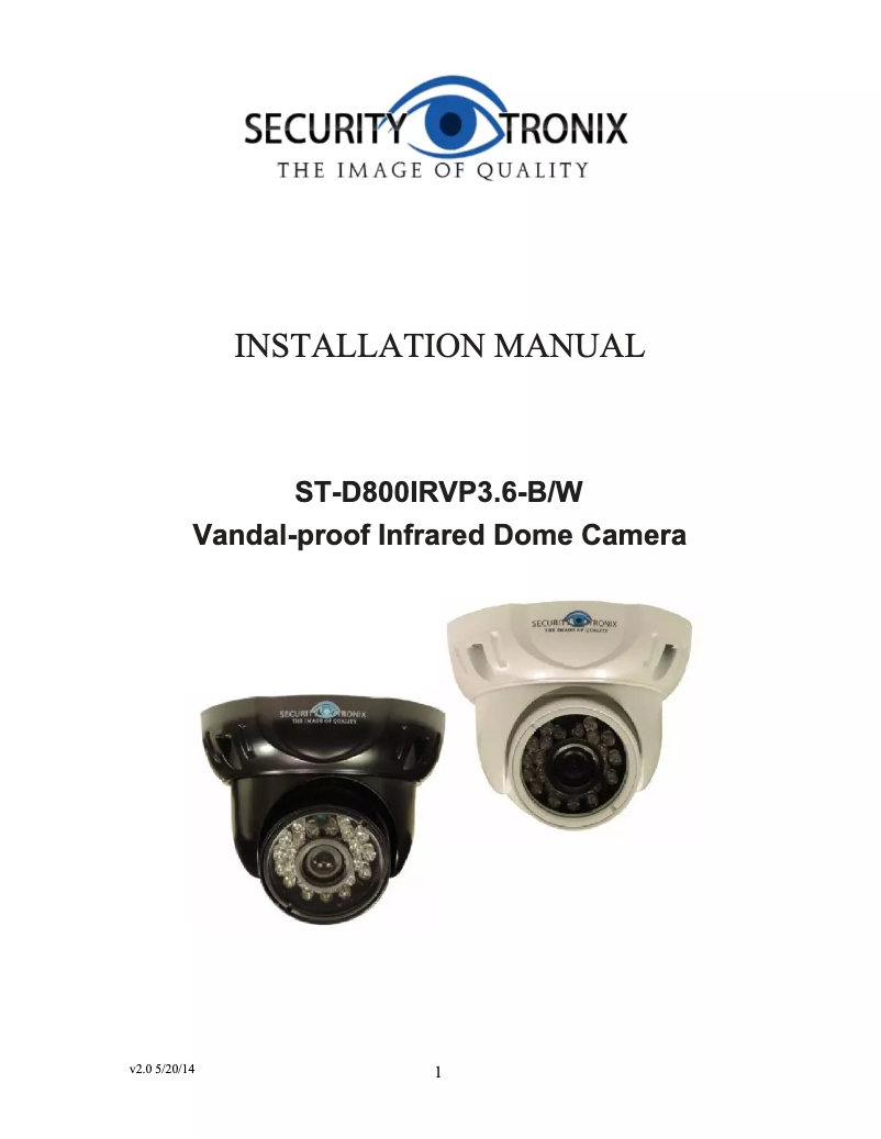 Page n°1 - Manuel utilisateur Security Tronix ST-D800IRVP3.6-W