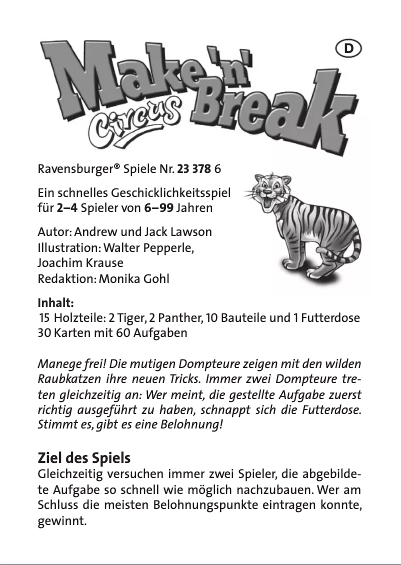 Image de la première page du manuel de l'appareil Make 'n' Break Circus