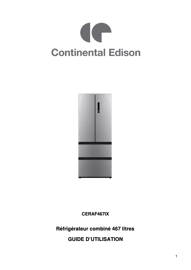 Page 1 de la notice Manuel utilisateur Continental Edison CERAF467IX