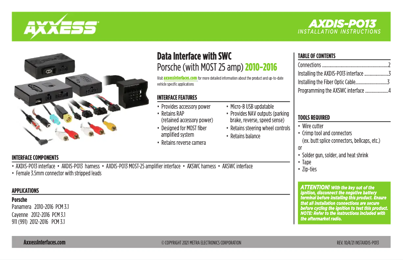 Página 1 del manual Manual de usuario Metra AXDIS-PO13
