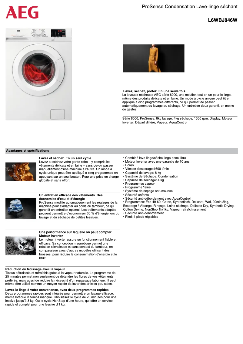 Image de la première page du manuel de l'appareil L6WBJ846W