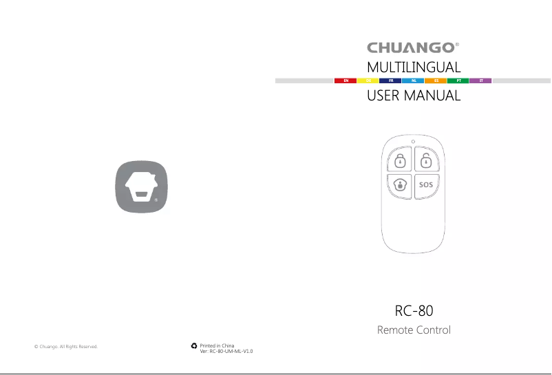 Page 1 de la notice Manuel utilisateur Chuango RC-80