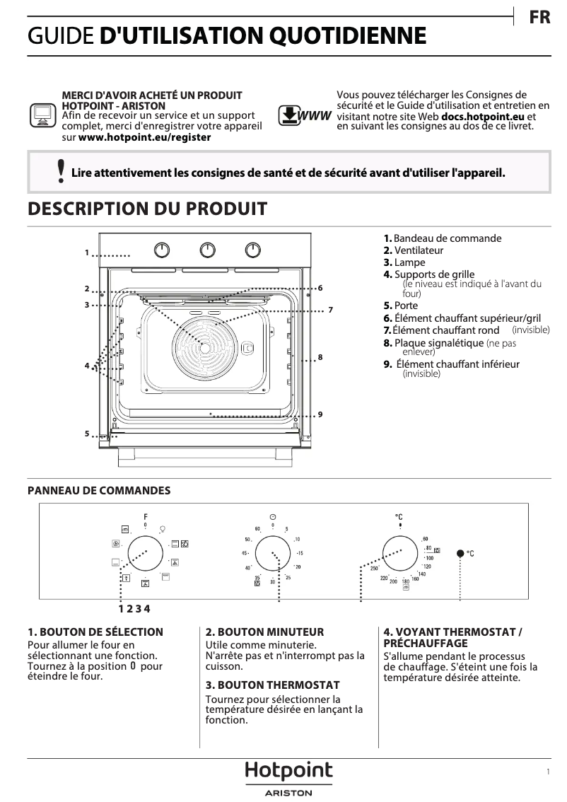 Page n°1 - Mode d'emploi Hotpoint FA4 834 H IX HA
