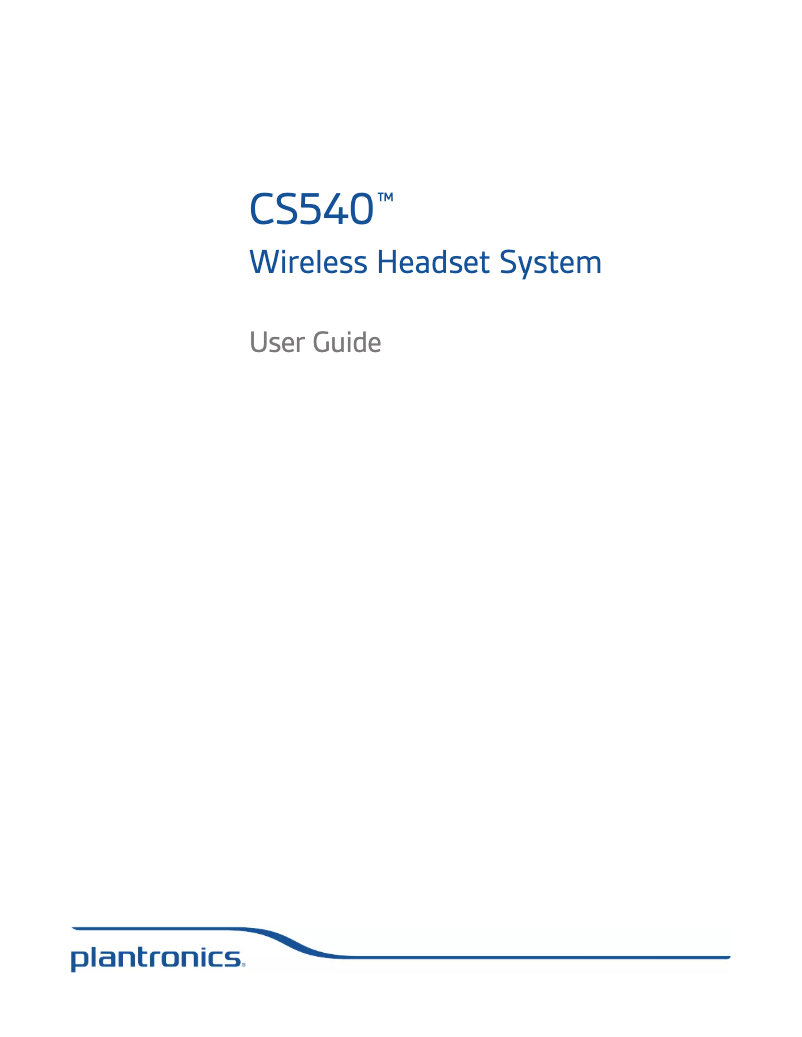 Imagen de la primera página del manual del dispositivo Blackwire CS540
