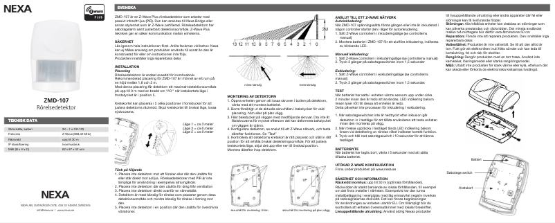 Page n°1 - Manuel utilisateur Nexa ZMD-107