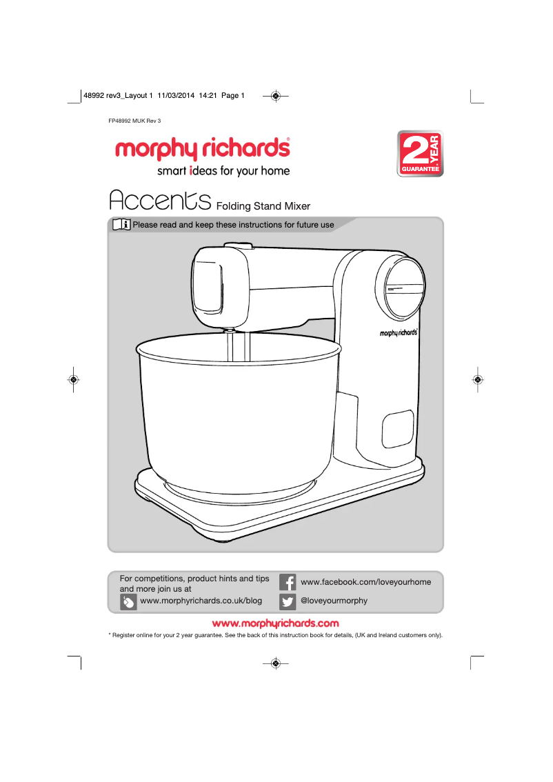 Page 1 de la notice Manuel utilisateur Morphy Richards Accents 400404
