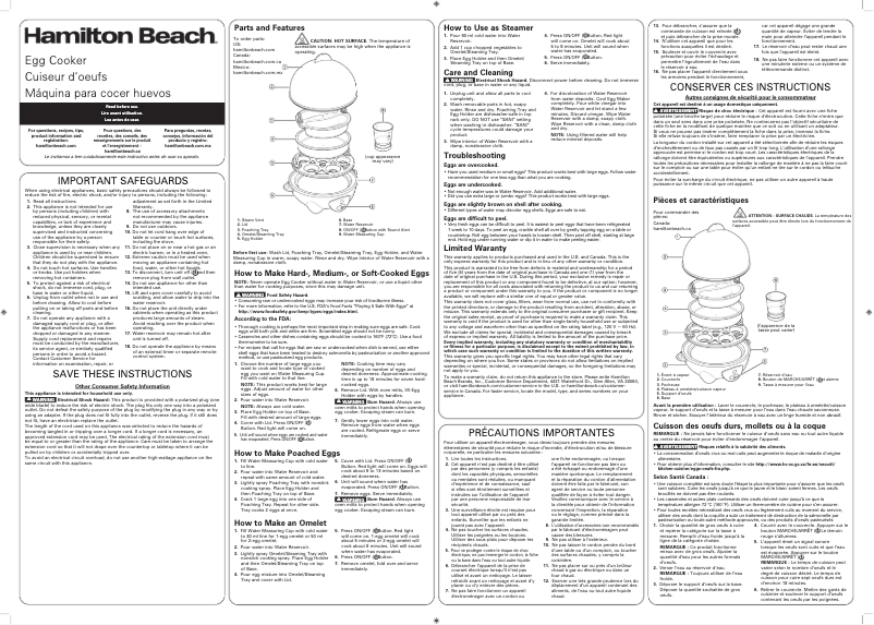 Page 1 de la notice Manuel utilisateur Hamilton Beach 25508