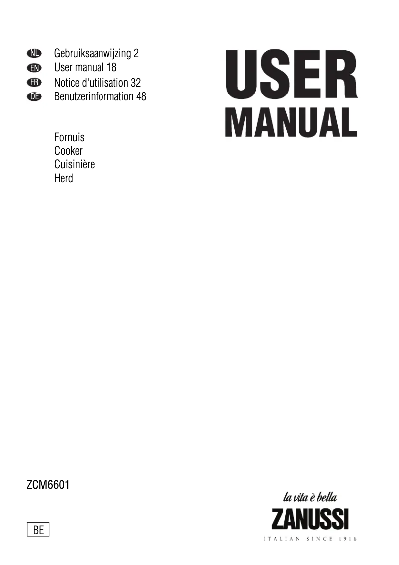 Page 1 de la notice Manuel utilisateur Zanussi ZCM6601W