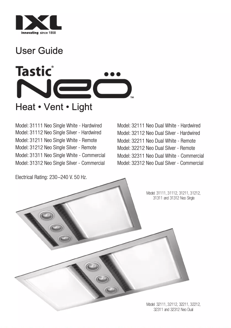 Page n°1 - Manuel utilisateur IXL Neo Tastic 32112