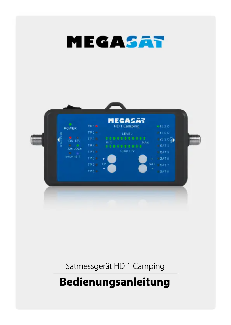 Page 1 of the manual User Manual Megasat Satmeter HD 1 Camping