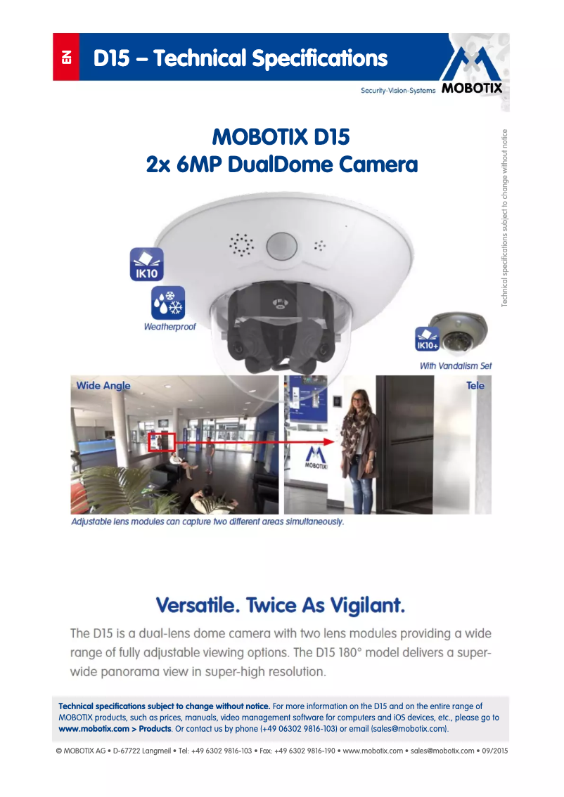 Page n°1 - Manuel utilisateur Mobotix DualDome D15