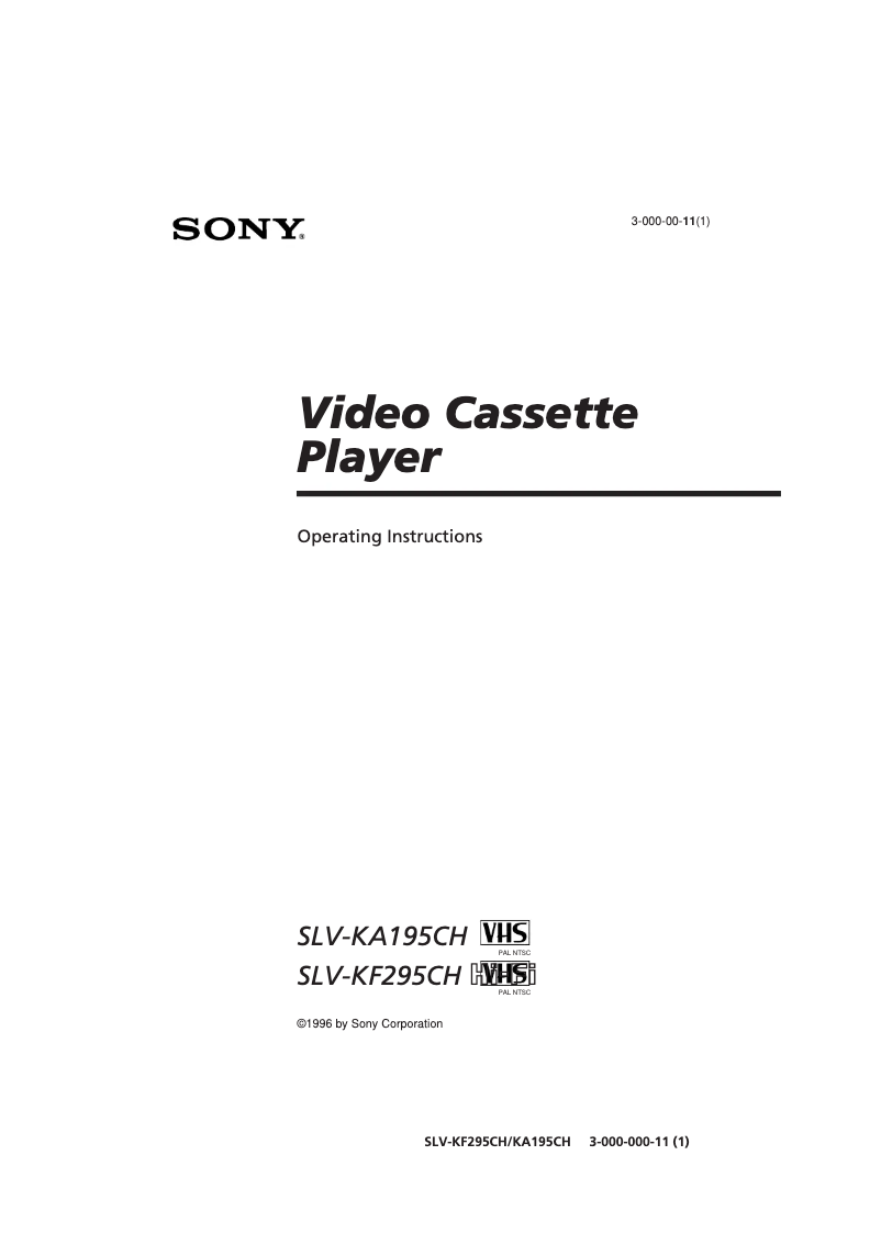 Page n°1 - Manuel utilisateur Sony SLV-KA195ME