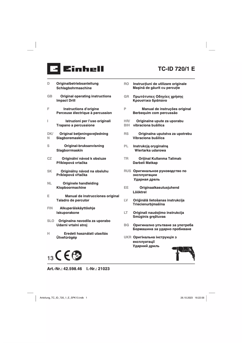 Image de la première page du manuel de l'appareil TC-ID 720/1 E Kit