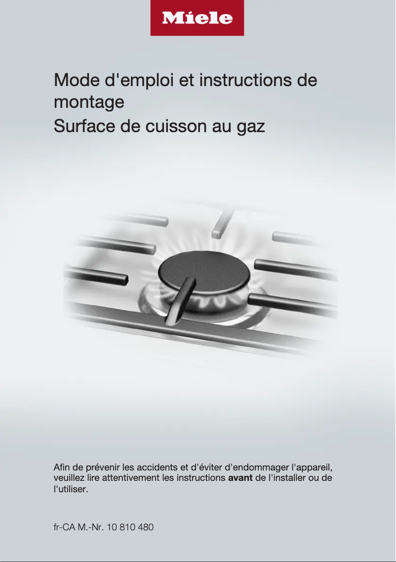 Page 1 de la notice Manuel utilisateur Miele KM 2012 G