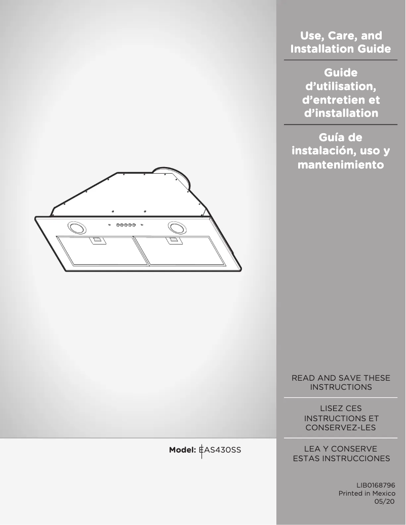 Page n°1 - Guide d'installation Elica Asti EAS430SS