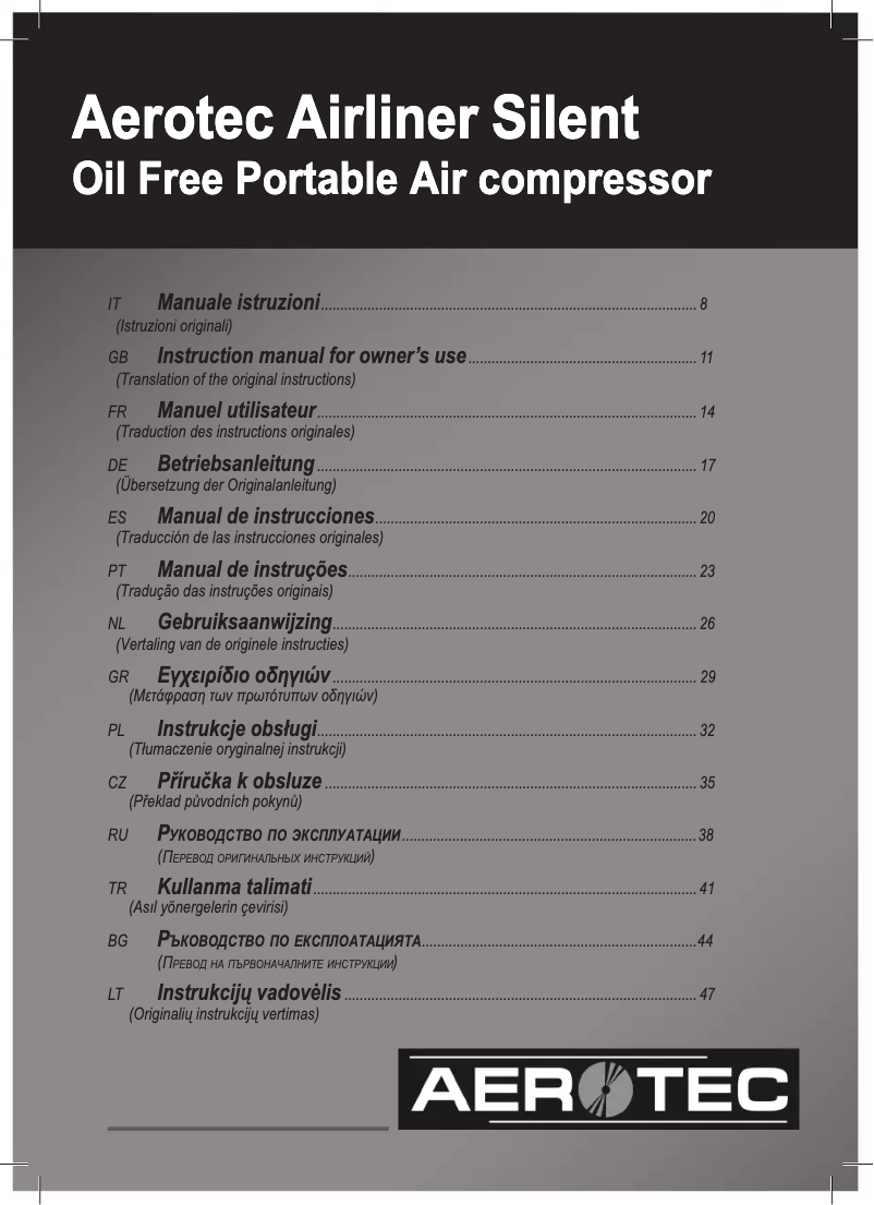Page n°1 - Manuel utilisateur Aerotec Airliner SILENT