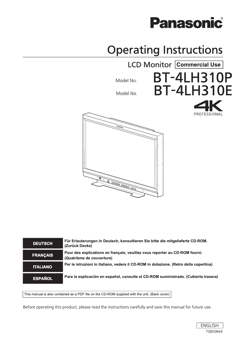 Page 1 de la notice Manuel utilisateur Panasonic BT-4LH310P