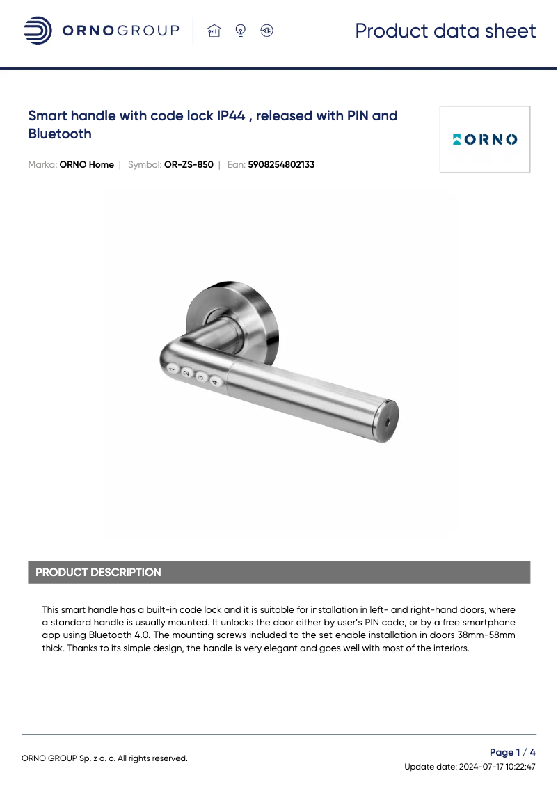 Image de la première page du manuel de l'appareil OR-ZS-850