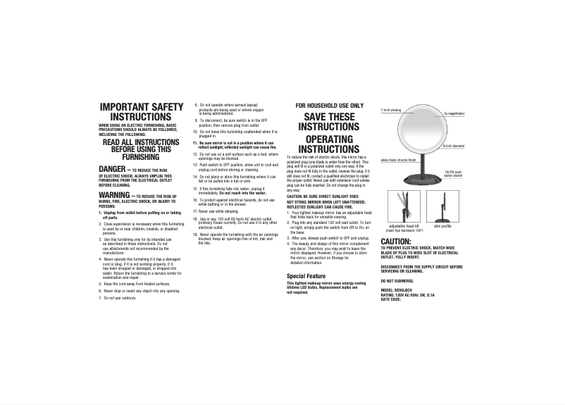 Image de la première page du manuel de l'appareil BE50LBCH