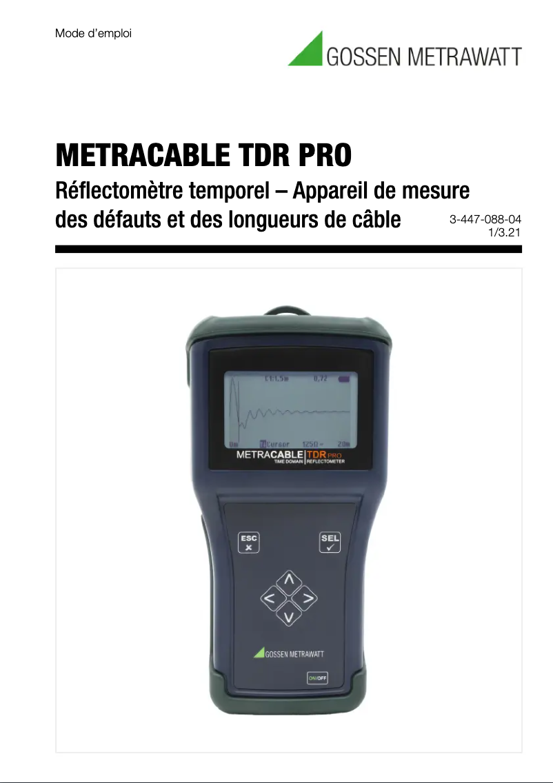 Image de la première page du manuel de l'appareil METRACABLE TDR PRO