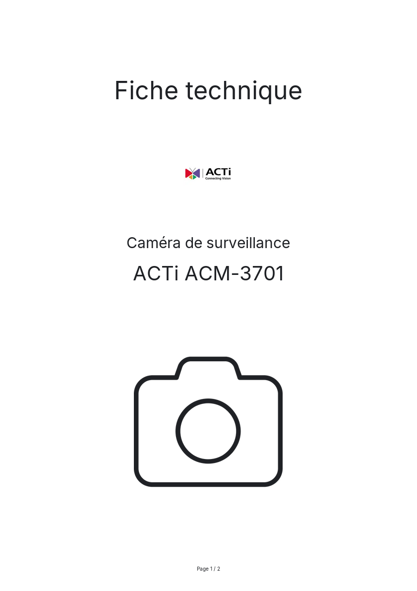 Page n°1 - Fiche technique ACTi ACM-3701