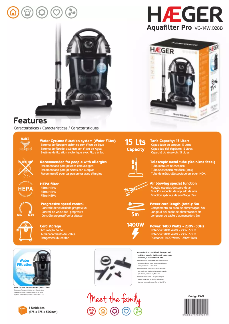 Página 1 del manual Manual de usuario Haeger Aquafilter Pro VC-14W.028B