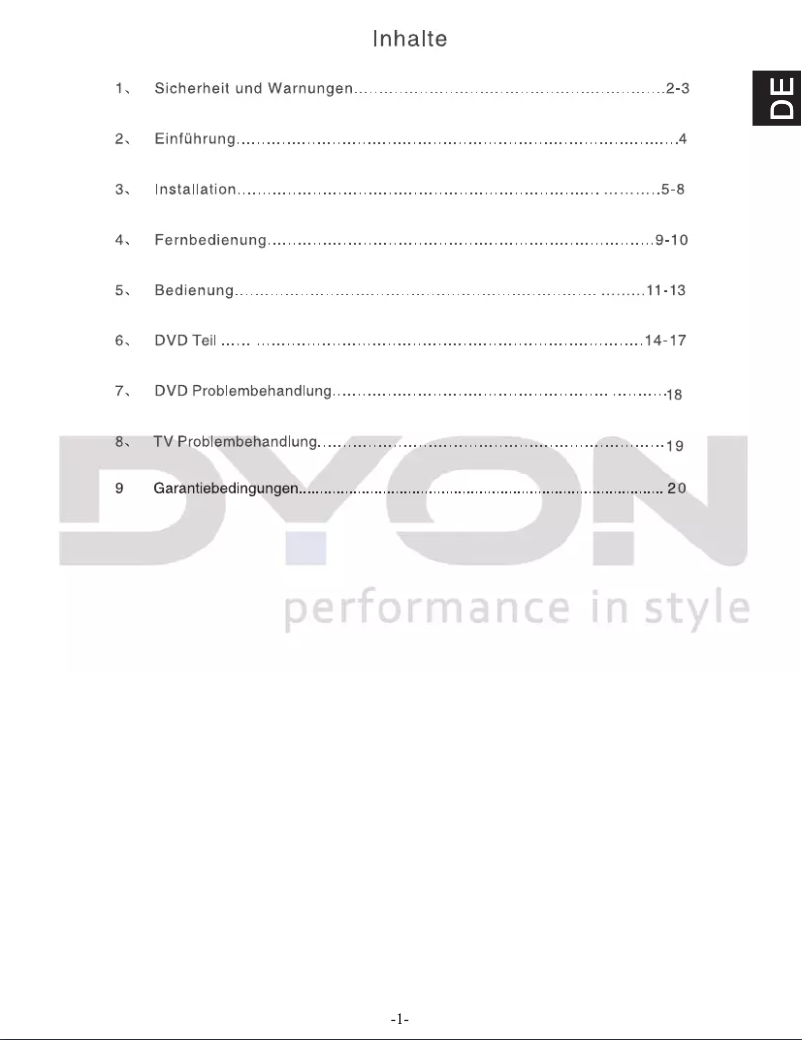 Page n°1 - Manuel utilisateur Dyon Alpha 26