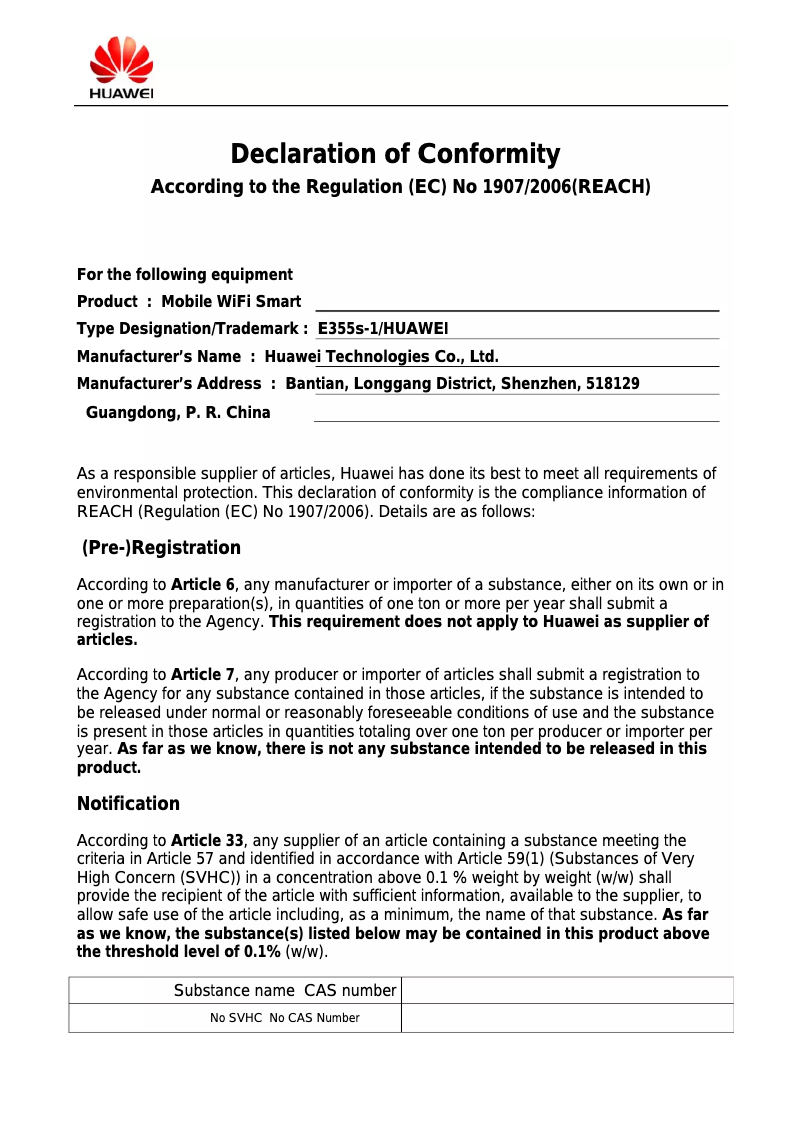 Page 1 de la notice Manuel utilisateur Huawei E355