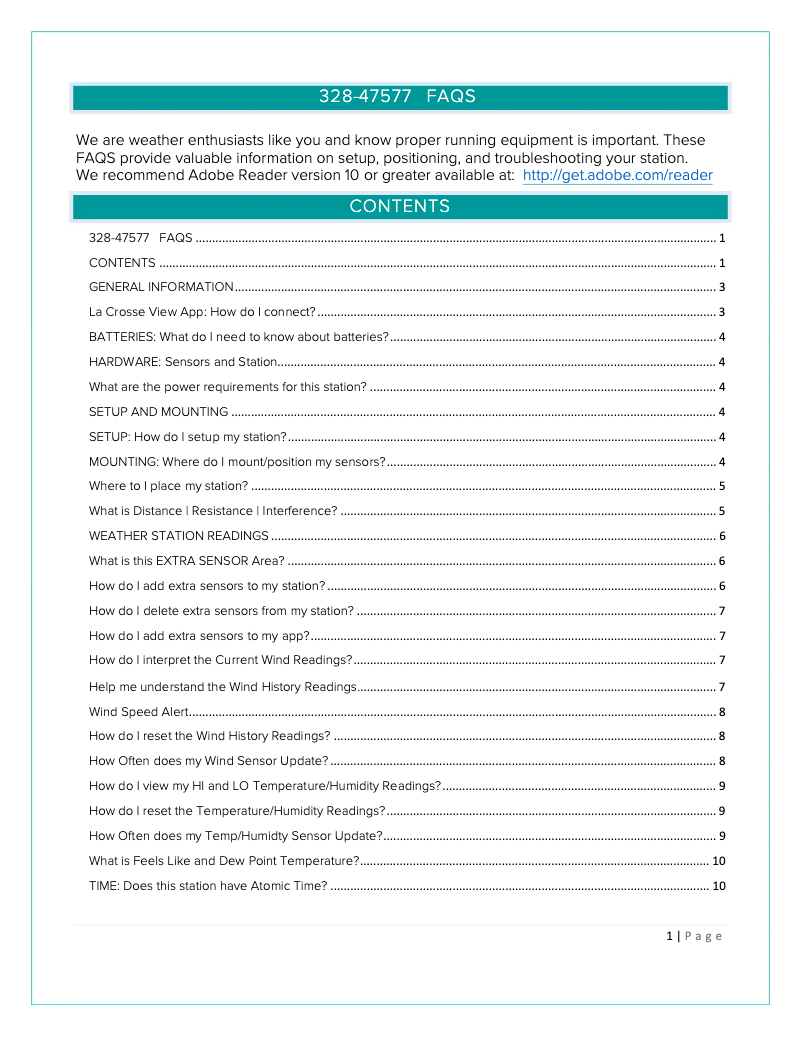 Page n°1 - FAQ La Crosse Technology 328-47577-INT
