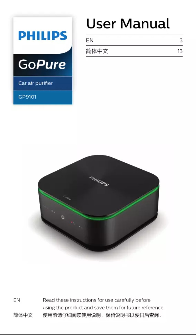 Imagen de la primera página del manual del dispositivo GoPure GP9101