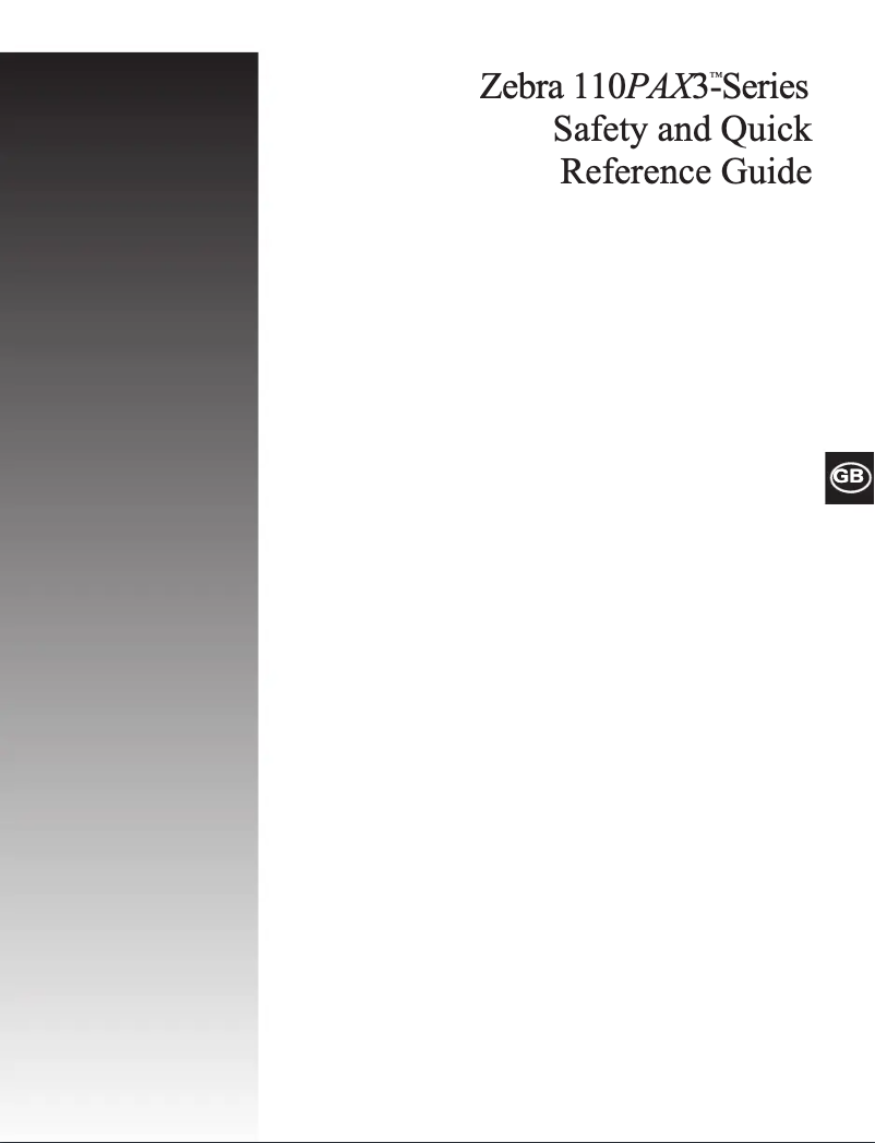 Page n°1 - Manuel utilisateur Zebra 110PAX3