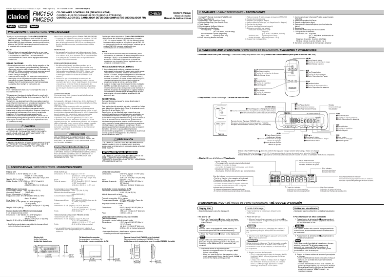 Page n°1 - Manuel utilisateur Clarion FMC250