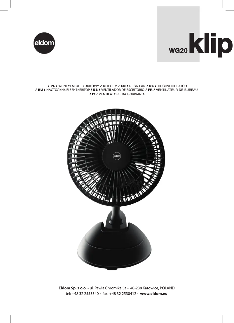 Page 1 de la notice Manuel utilisateur Eldom Klippy WG20