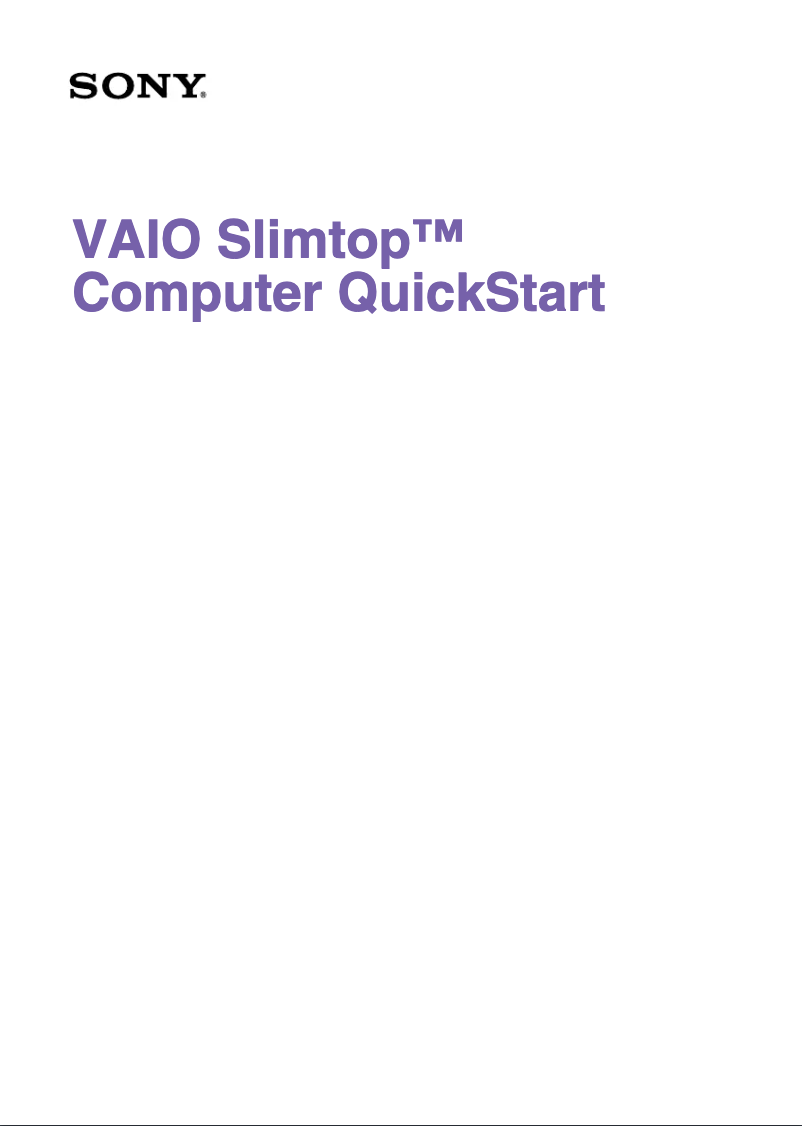Page n°1 - Guide d'installation Sony Vaio PCV-LX920