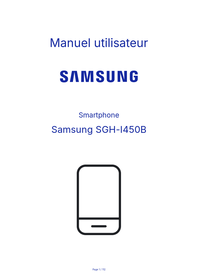 Image de la première page du manuel de l'appareil SGH-I450B
