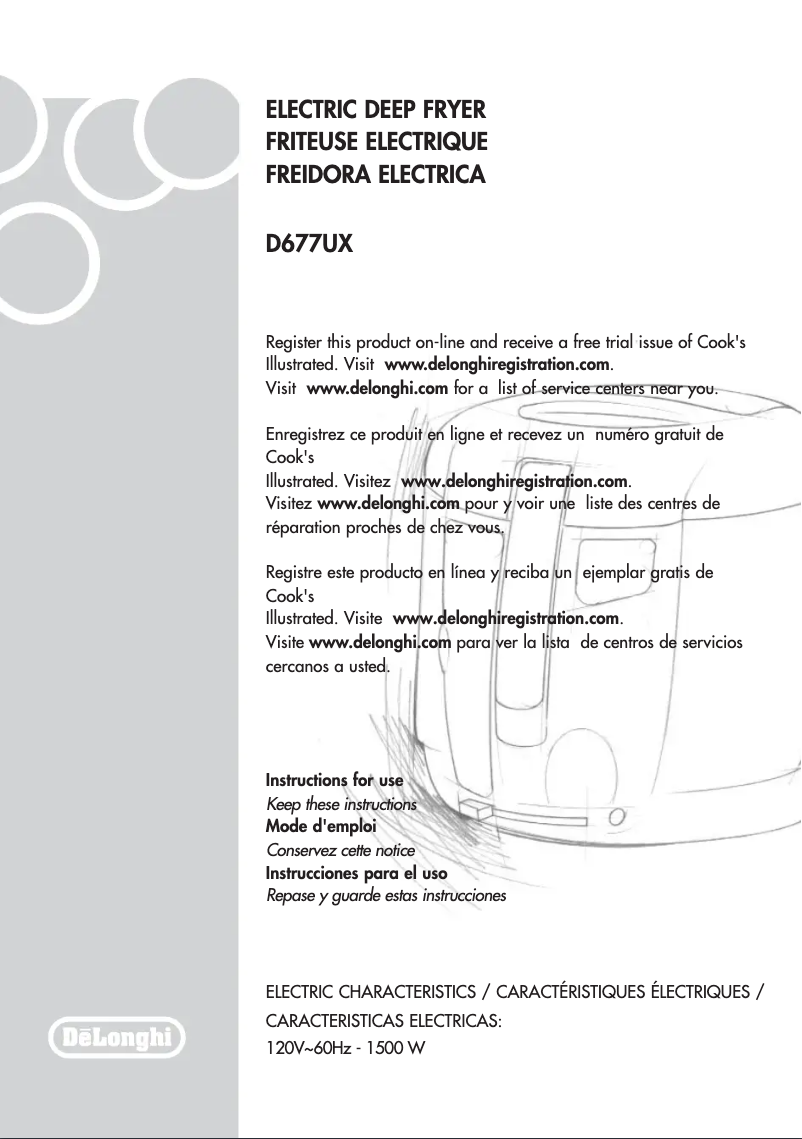 Page 1 de la notice Manuel utilisateur DeLonghi Cool Touch F628