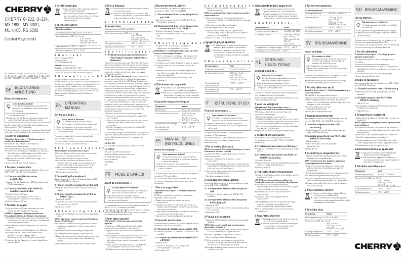 Page 1 de la notice Manuel utilisateur Cherry G80-3000