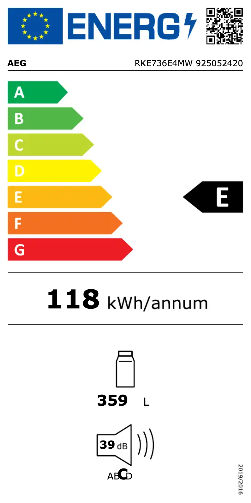 Page n°1 - Label énergétique AEG RKE736E4MW