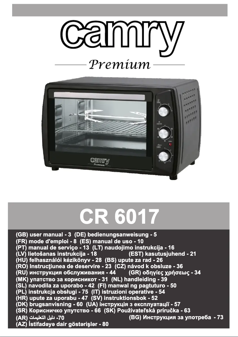 Page 1 de la notice Manuel utilisateur Camry CR 6017